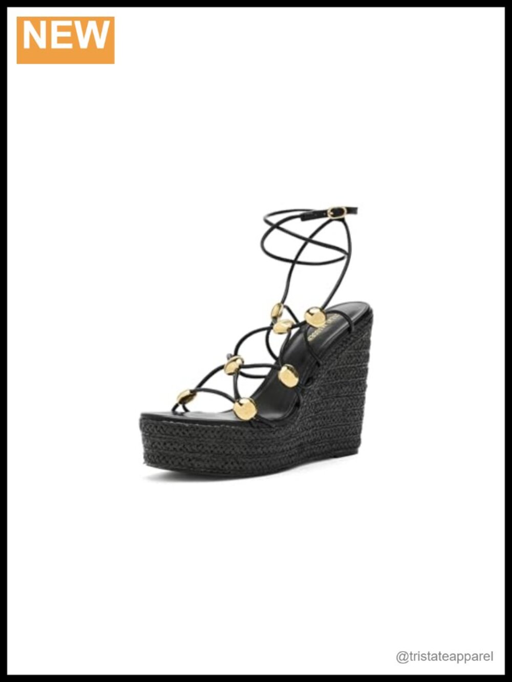 Steve Madden Oaklie Wedge Sandal PU Open Toe Adjustable Buckle